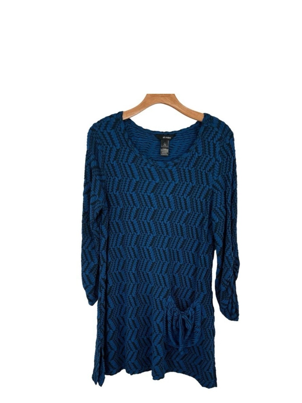 Ali Miles Navy Chevron Long-Sleeve Tunic Dress